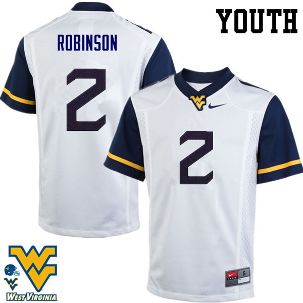 NCAA Youth Kenny Robinson West Virginia Mountaineers White #2 Nike Stitched Football College Authentic Jersey ZC23Y68XK